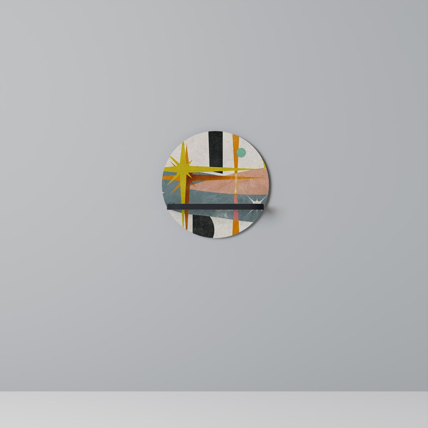 INTERSTELLAR VIBES Round Art Shelf In Black Finish