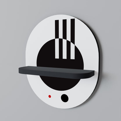 BLACK AND WHITE COMBINATION Oval Art Shelf In Black Finish