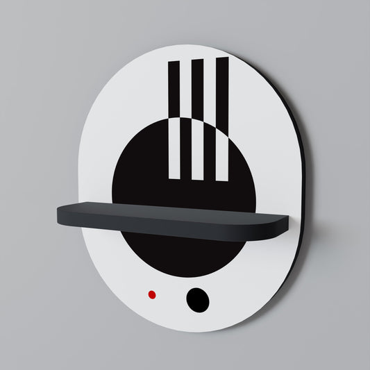 BLACK AND WHITE COMBINATION Oval Art Shelf In Black Finish