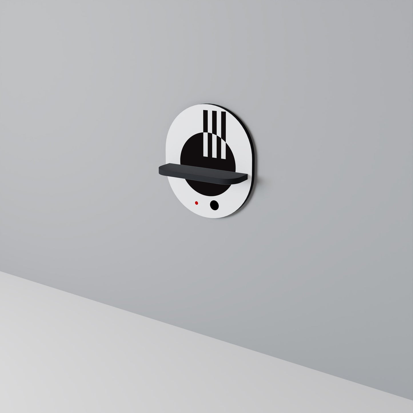 BLACK AND WHITE COMBINATION Oval Art Shelf In Black Finish