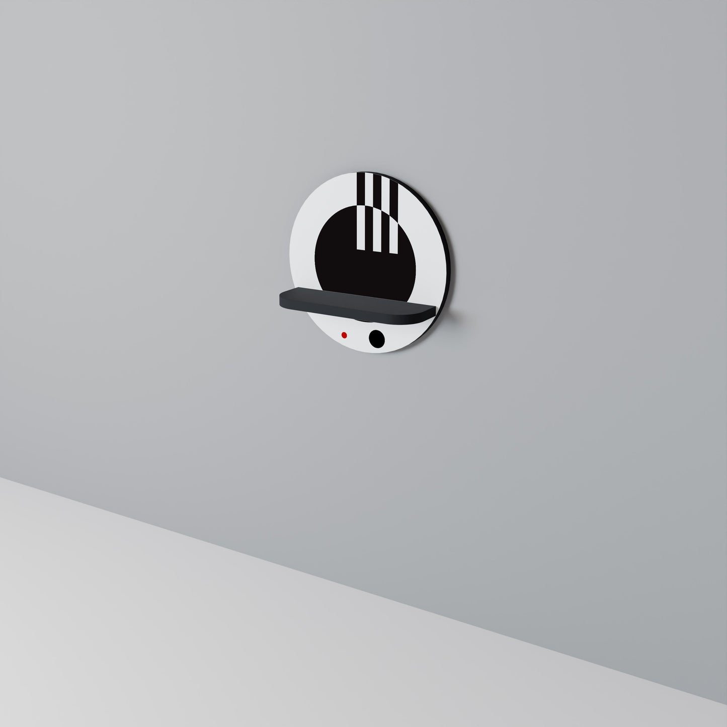 BLACK AND WHITE COMBINATION Round Art Shelf In Black Finish