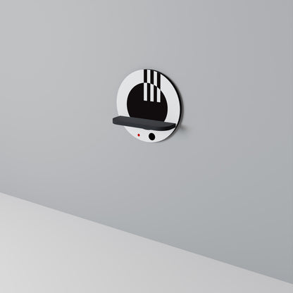 BLACK AND WHITE COMBINATION Round Art Shelf In Black Finish