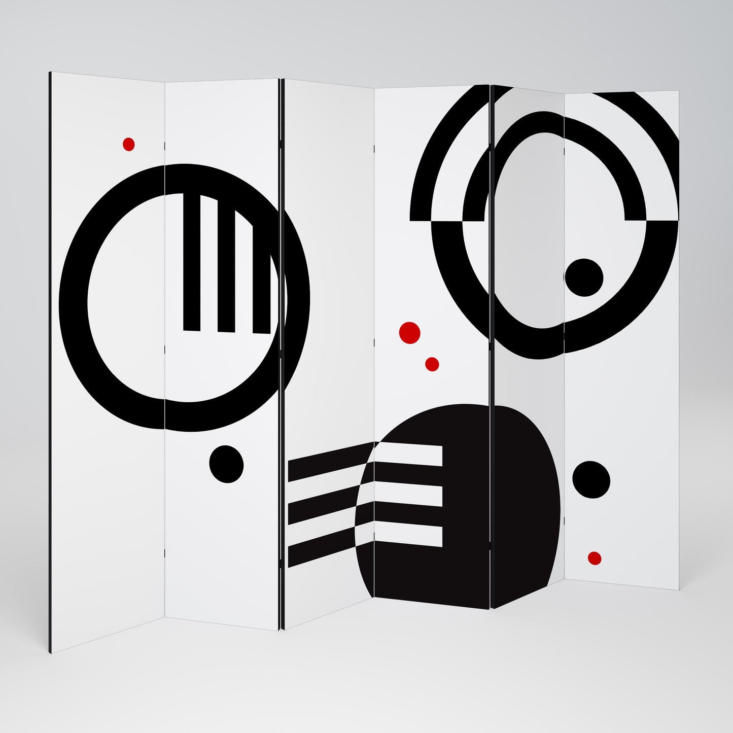 COMBINAZIONE BIANCO E NERO Divisorio decorativo per ambienti a 6 pannelli