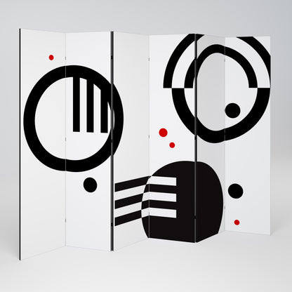 COMBINAZIONE BIANCO E NERO Divisorio decorativo per ambienti a 6 pannelli