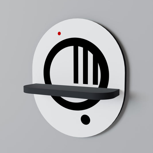 MINIMAL DOTS Oval Art Shelf In Black Finish