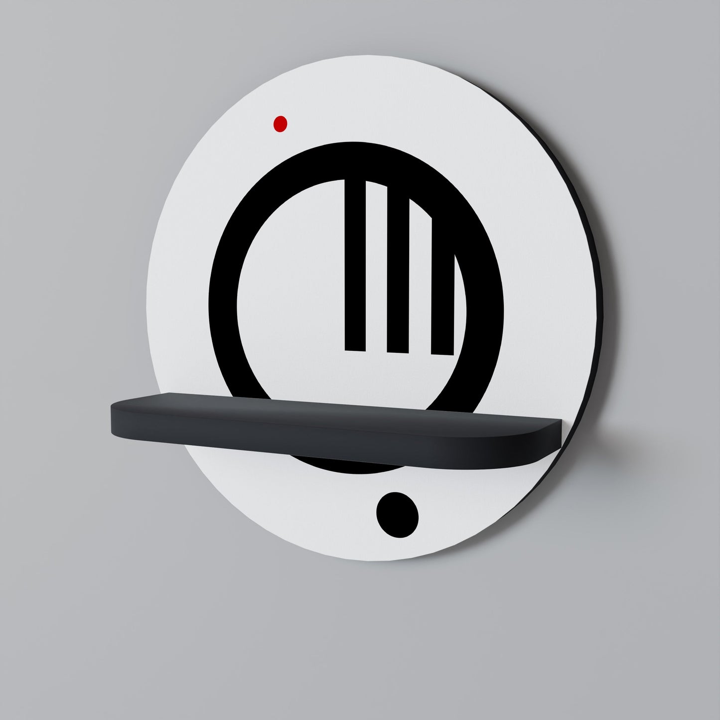 MINIMAL DOTS Round Art Shelf In Black Finish