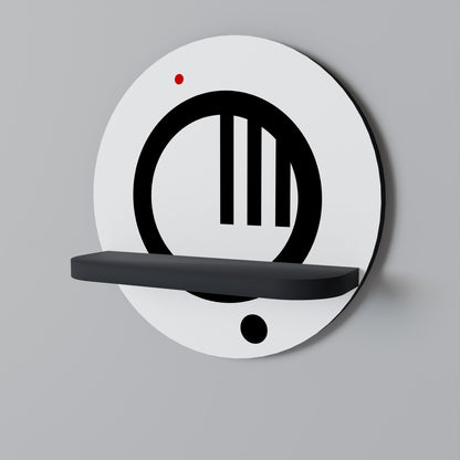 MINIMAL DOTS Round Art Shelf In Black Finish