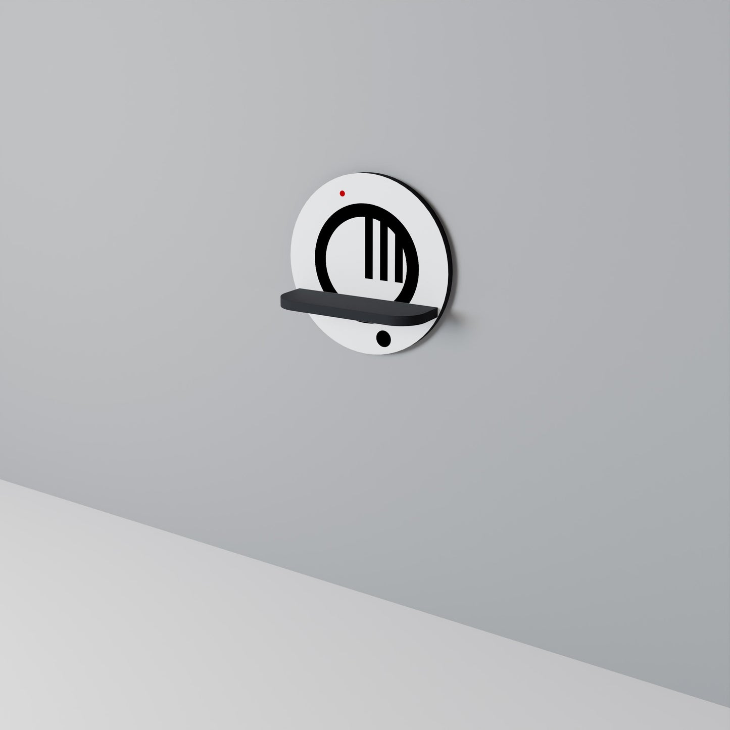 MINIMAL DOTS Round Art Shelf In Black Finish