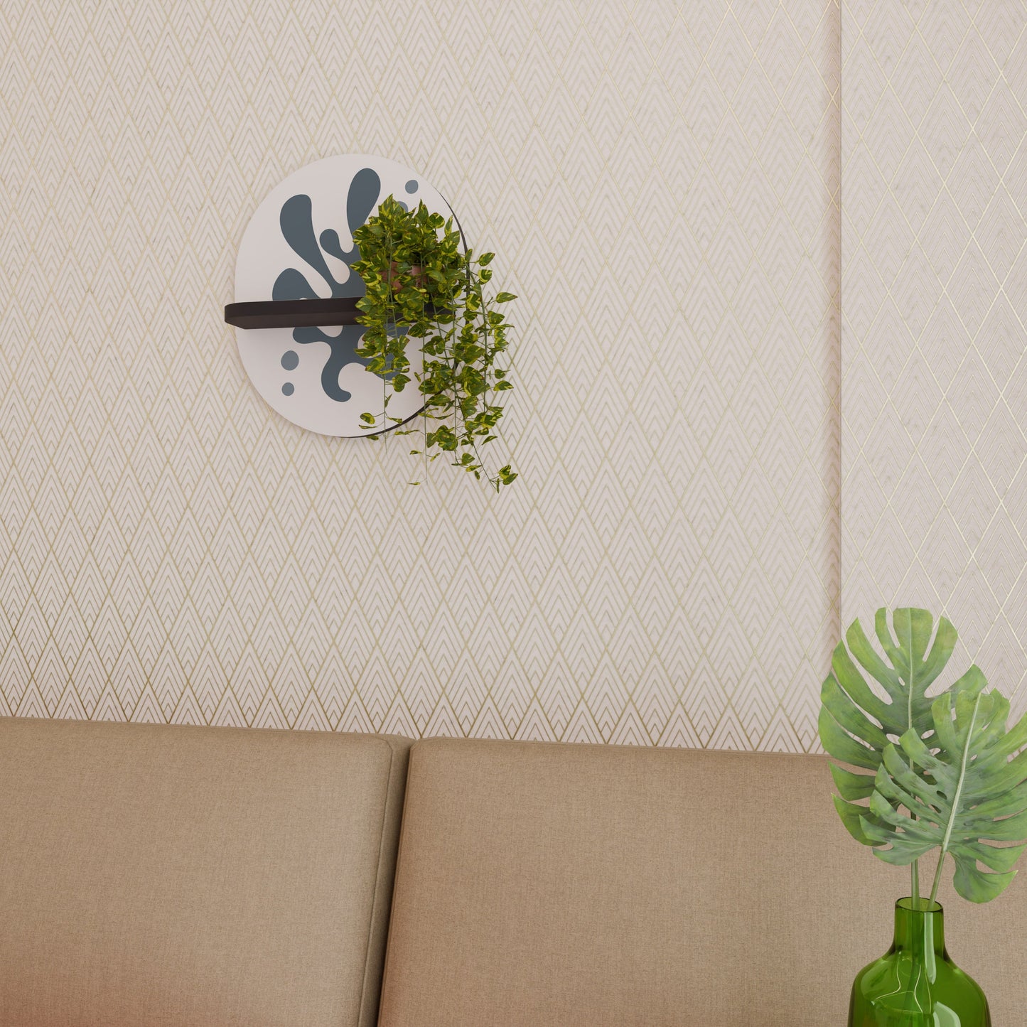 WONDERLAND VEGETATION Oval Art Shelf In Black Finish