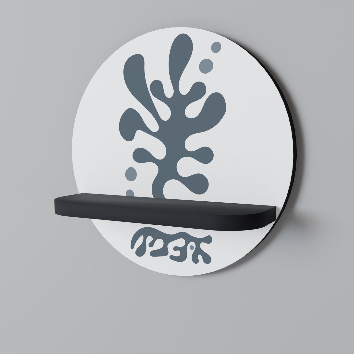 WONDERLAND VEGETATION Round Art Shelf In Black Finish