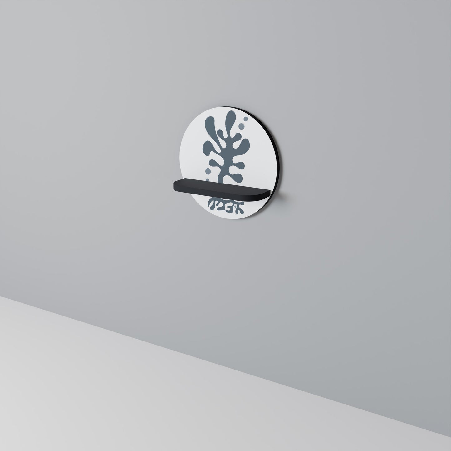 WONDERLAND VEGETATION Round Art Shelf In Black Finish