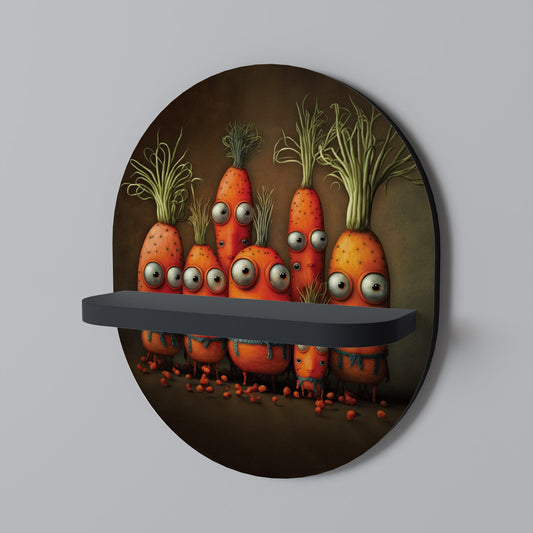 CUTE OR SCARY Oval Art Shelf In Black Finish