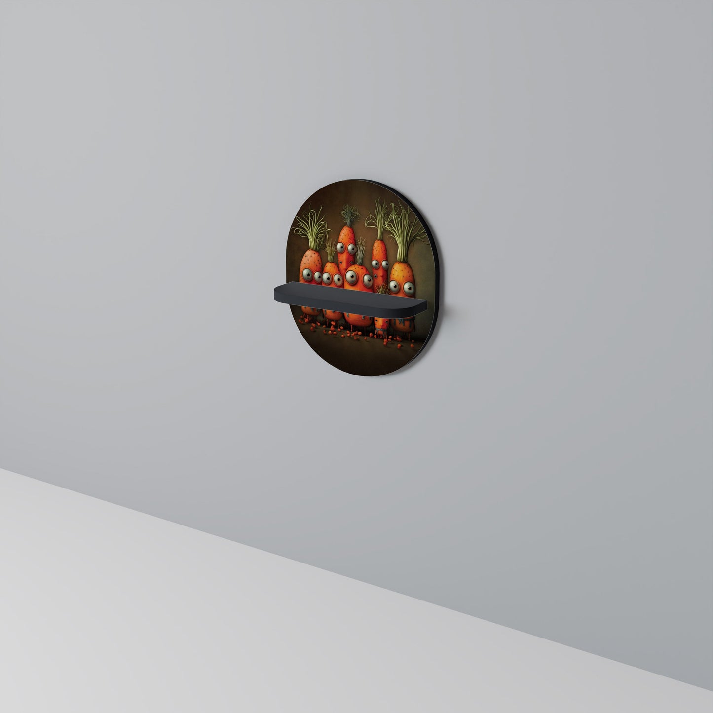 CUTE OR SCARY Oval Art Shelf In Black Finish