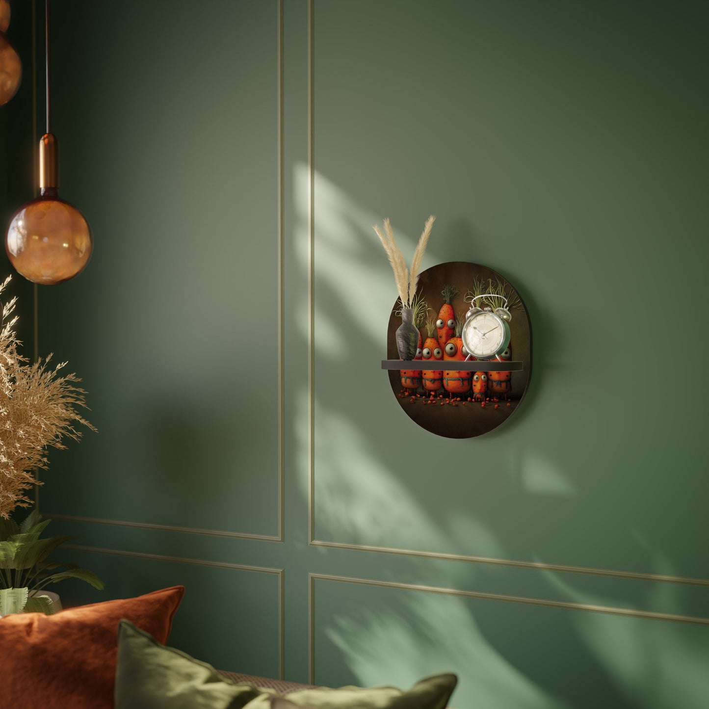 CUTE OR SCARY Oval Art Shelf In Black Finish