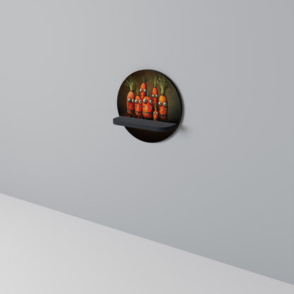 CUTE OR SCARY Round Art Shelf In Black Finish