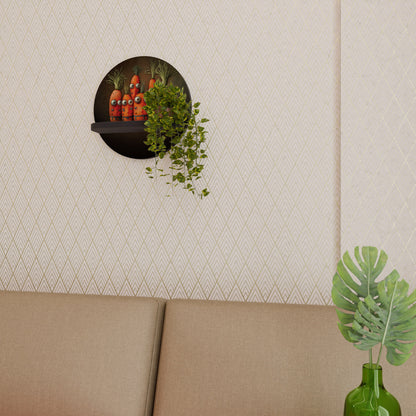 CUTE OR SCARY Round Art Shelf In Black Finish