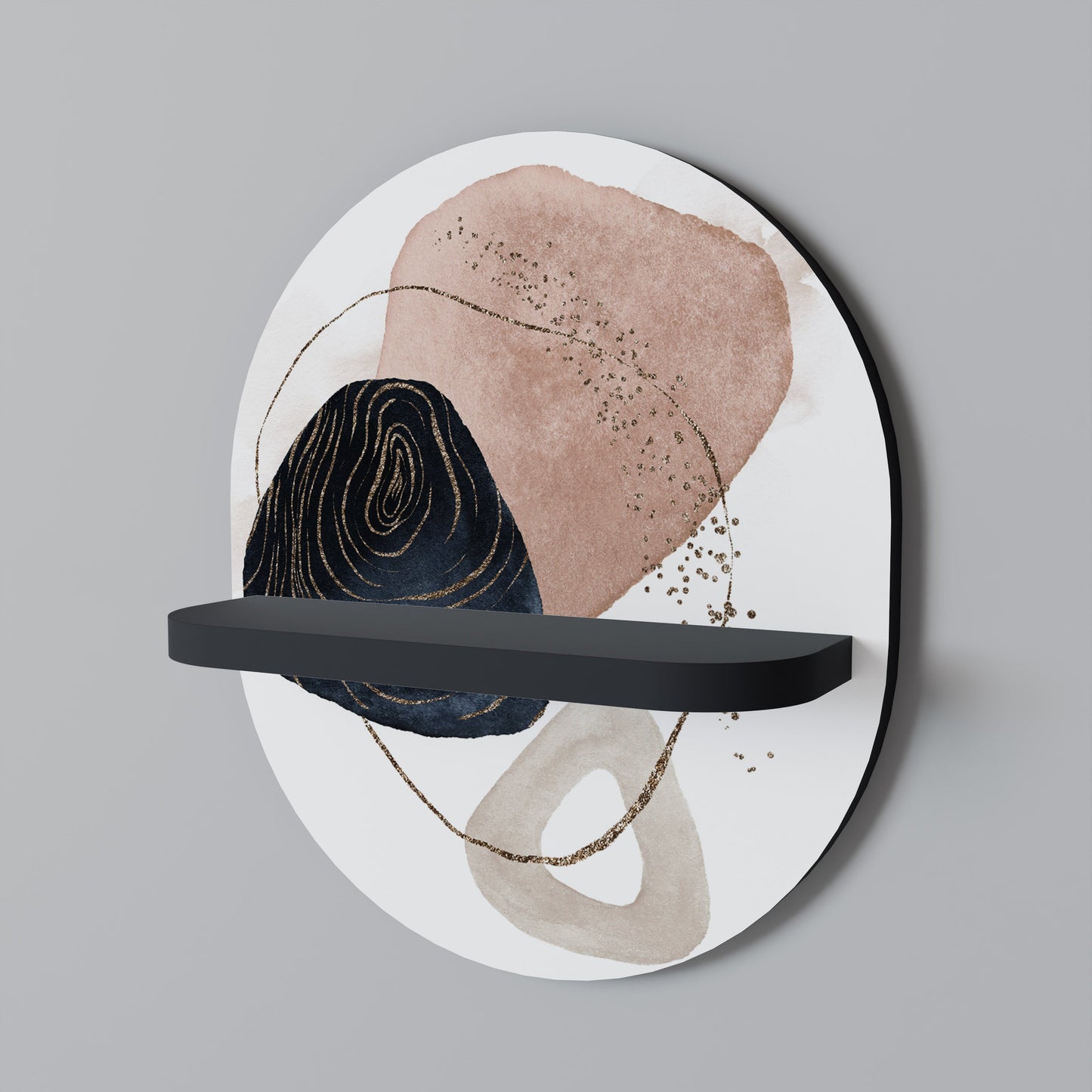 COLORFUL SHAPES Oval Art Shelf In Black Finish