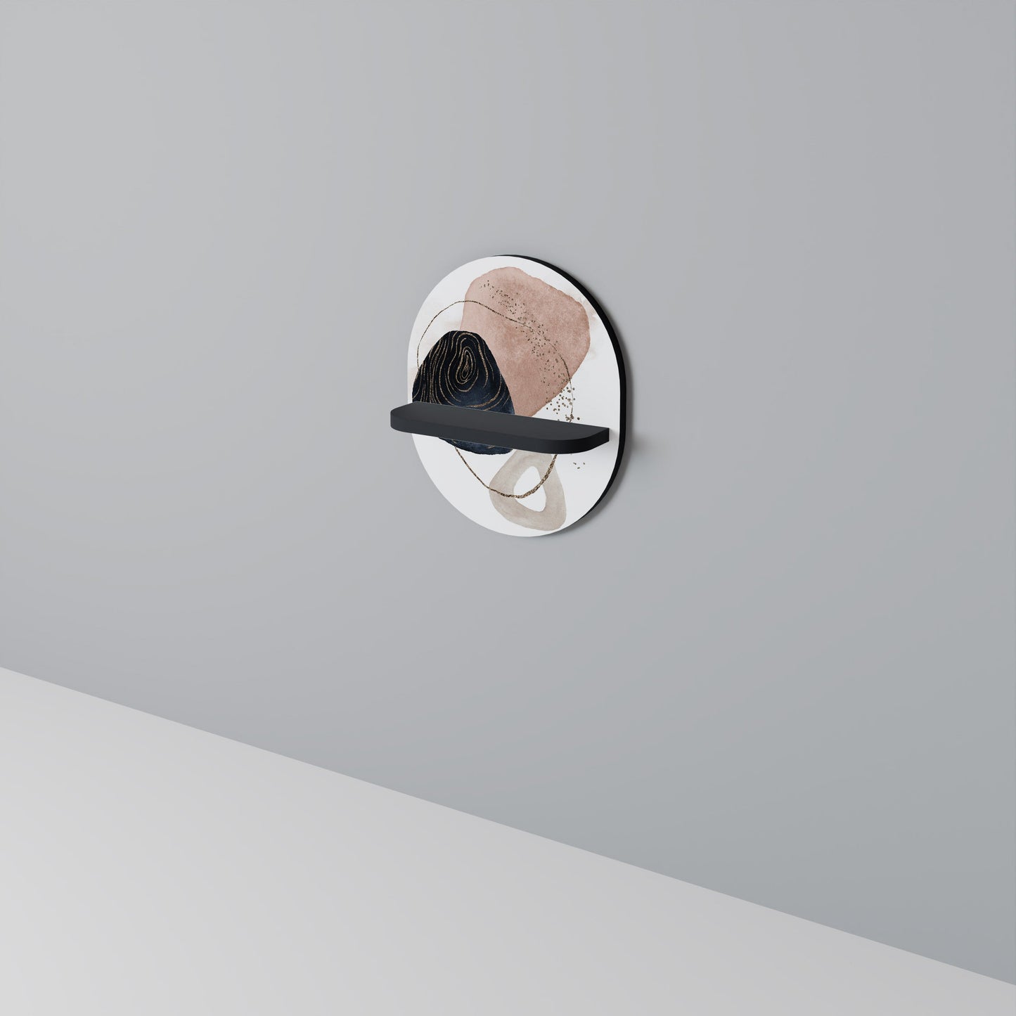 COLORFUL SHAPES Oval Art Shelf In Black Finish