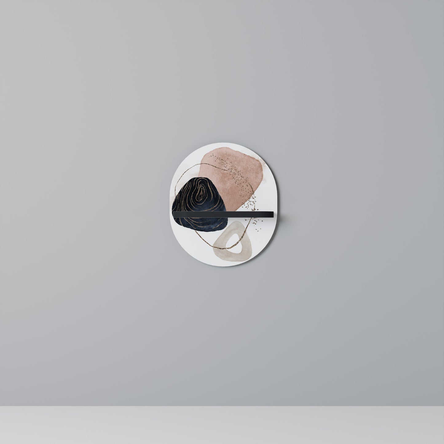 COLORFUL SHAPES Oval Art Shelf In Black Finish