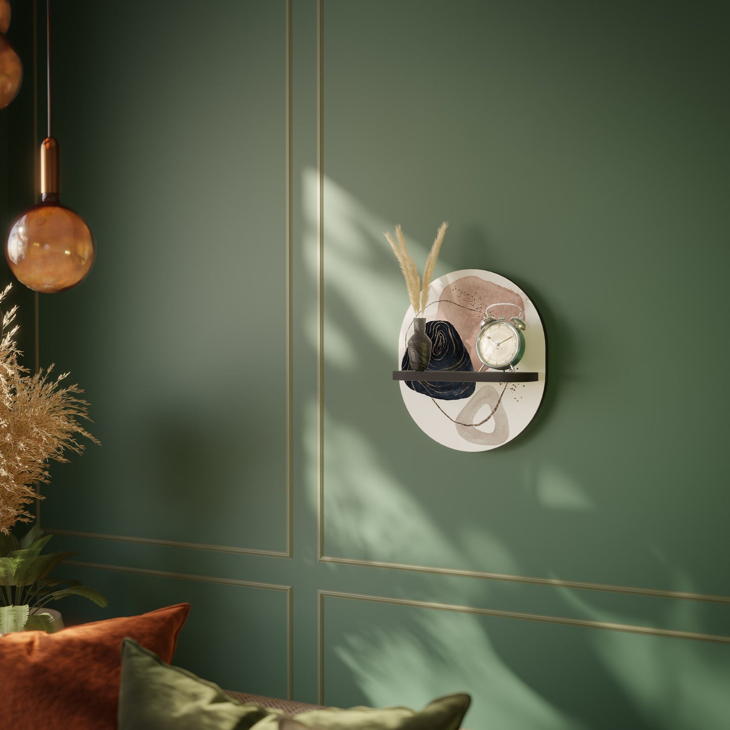 COLORFUL SHAPES Oval Art Shelf In Black Finish