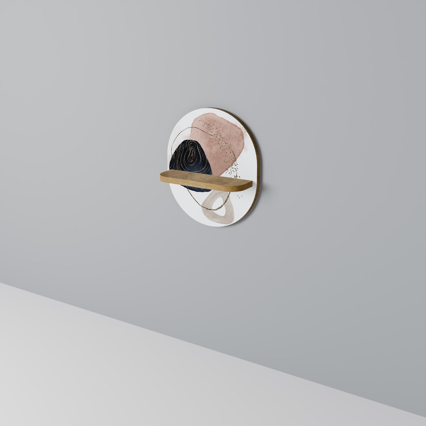 COLORFUL SHAPES Oval Art Shelf In Oak Effect