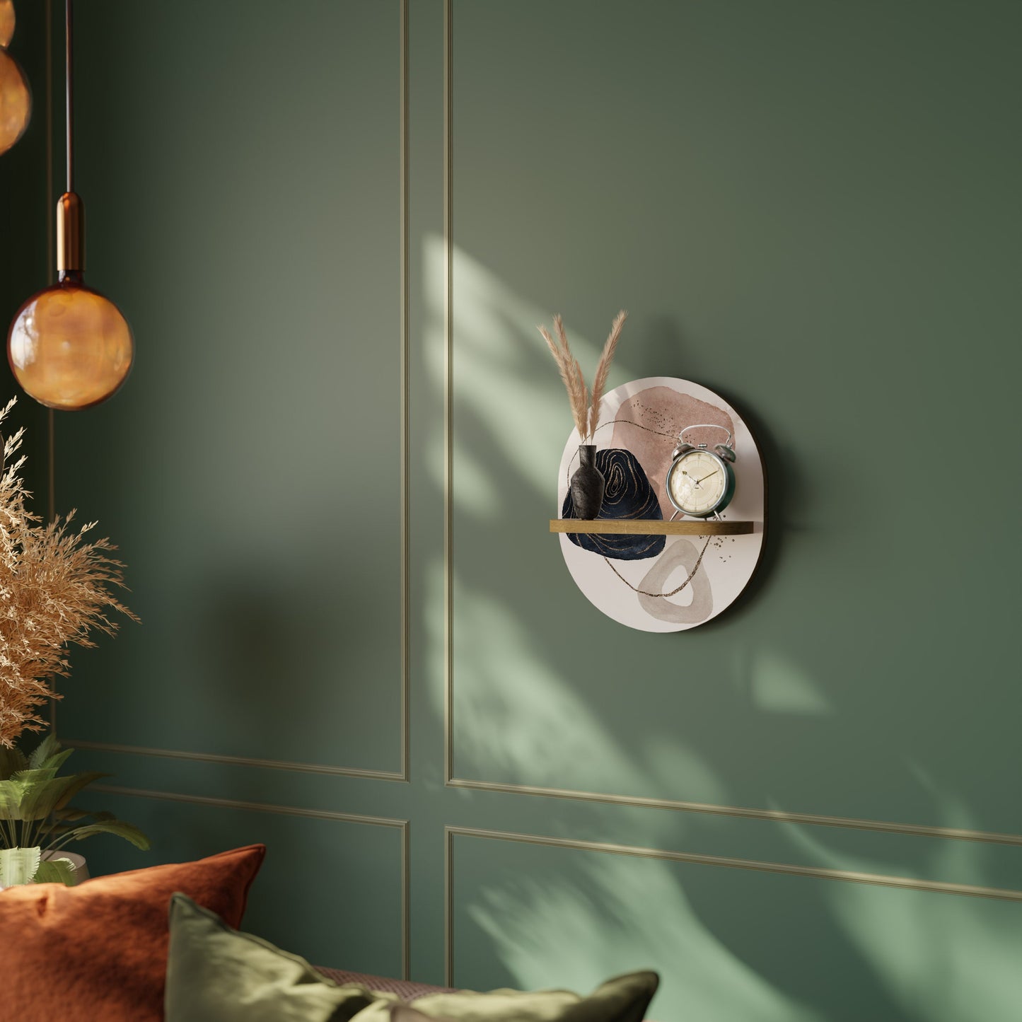 COLORFUL SHAPES Oval Art Shelf In Oak Effect