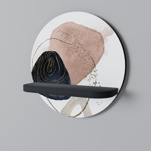 COLORFUL SHAPES Round Art Shelf In Black Finish