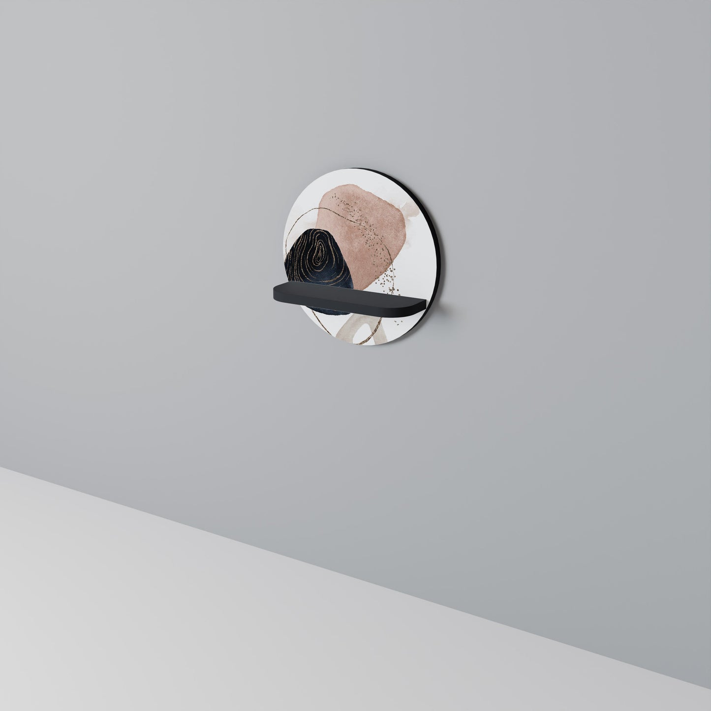 COLORFUL SHAPES Round Art Shelf In Black Finish