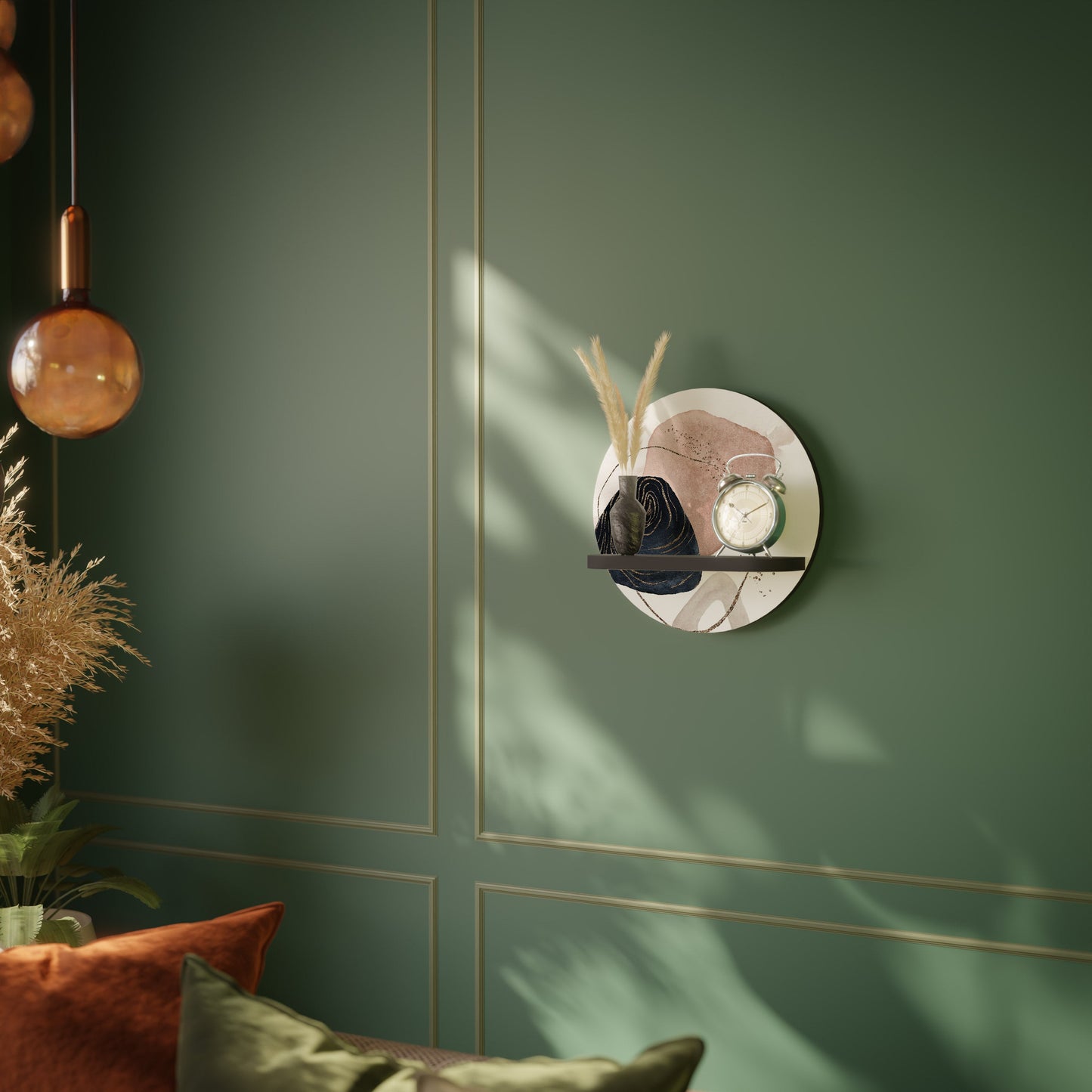 COLORFUL SHAPES Round Art Shelf In Black Finish