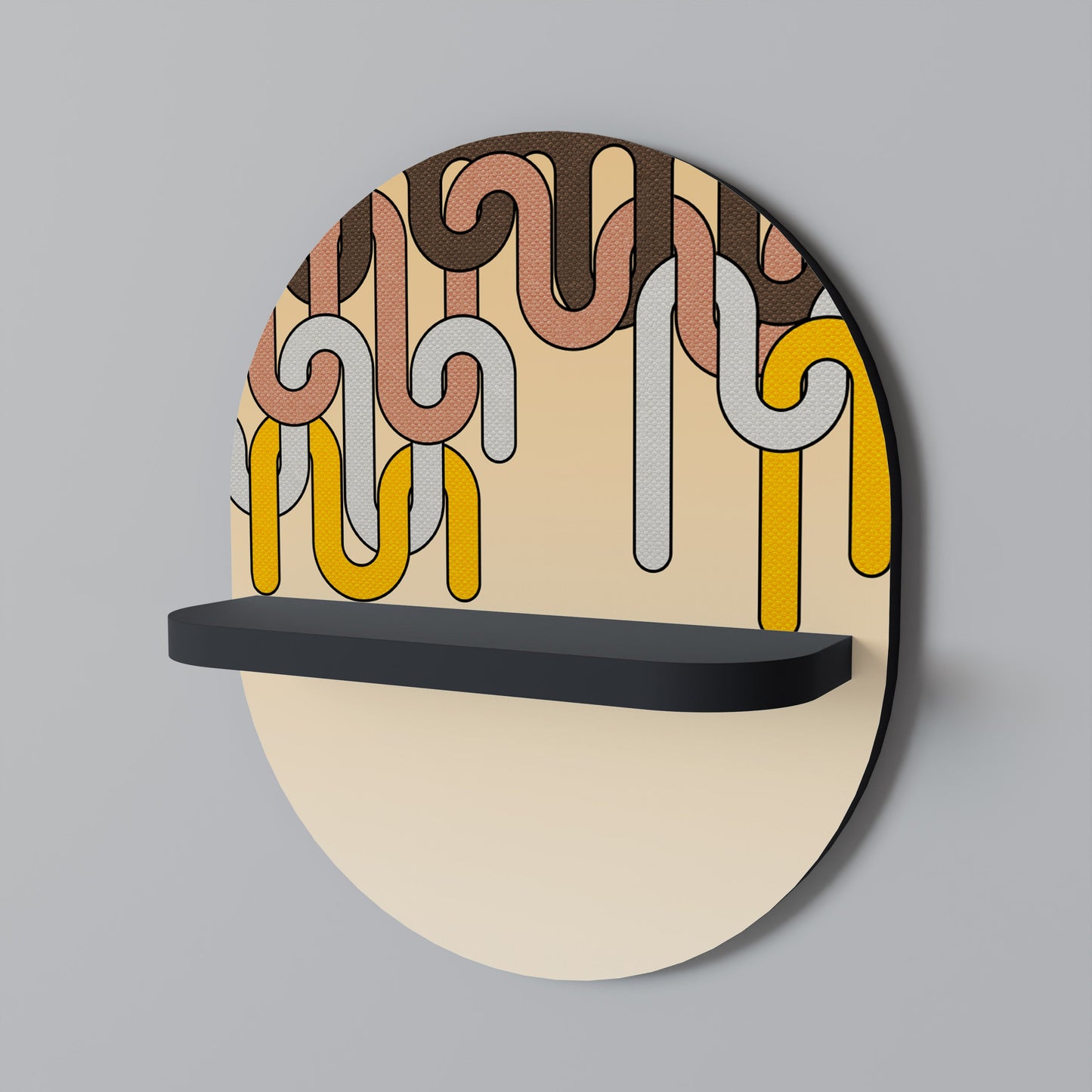 COLORFUL STRINGS Oval Art Shelf In Black Finish