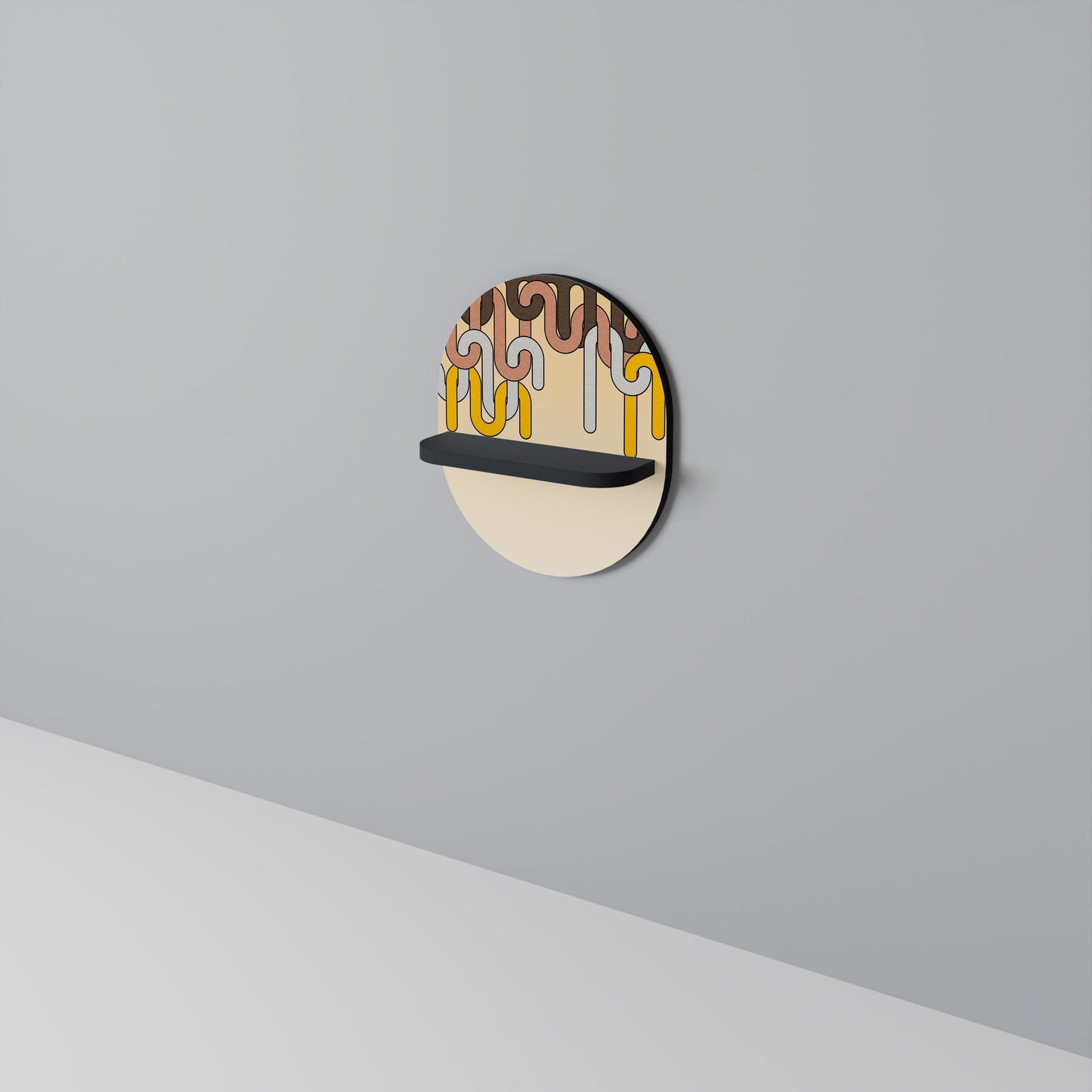 COLORFUL STRINGS Oval Art Shelf In Black Finish