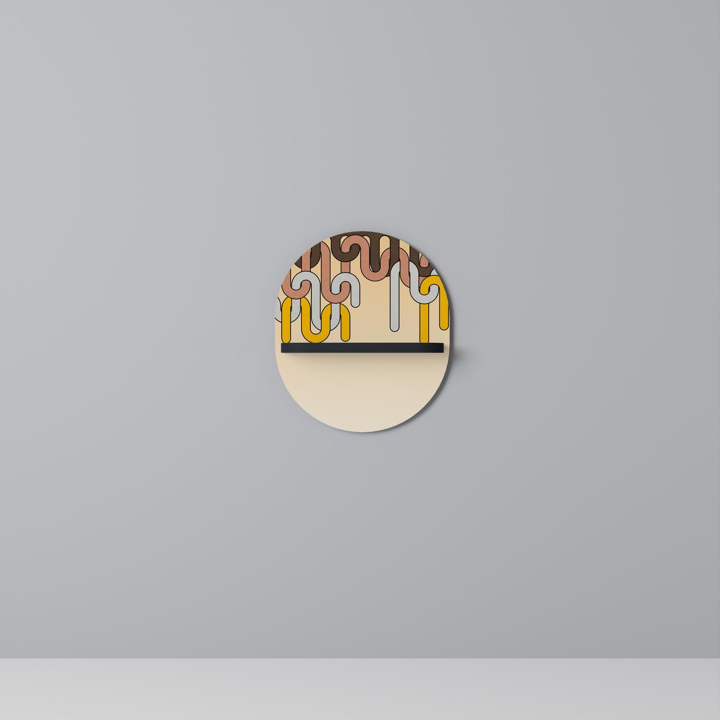 COLORFUL STRINGS Oval Art Shelf In Black Finish