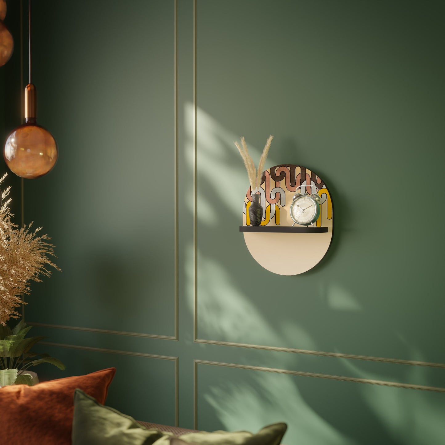 COLORFUL STRINGS Oval Art Shelf In Black Finish