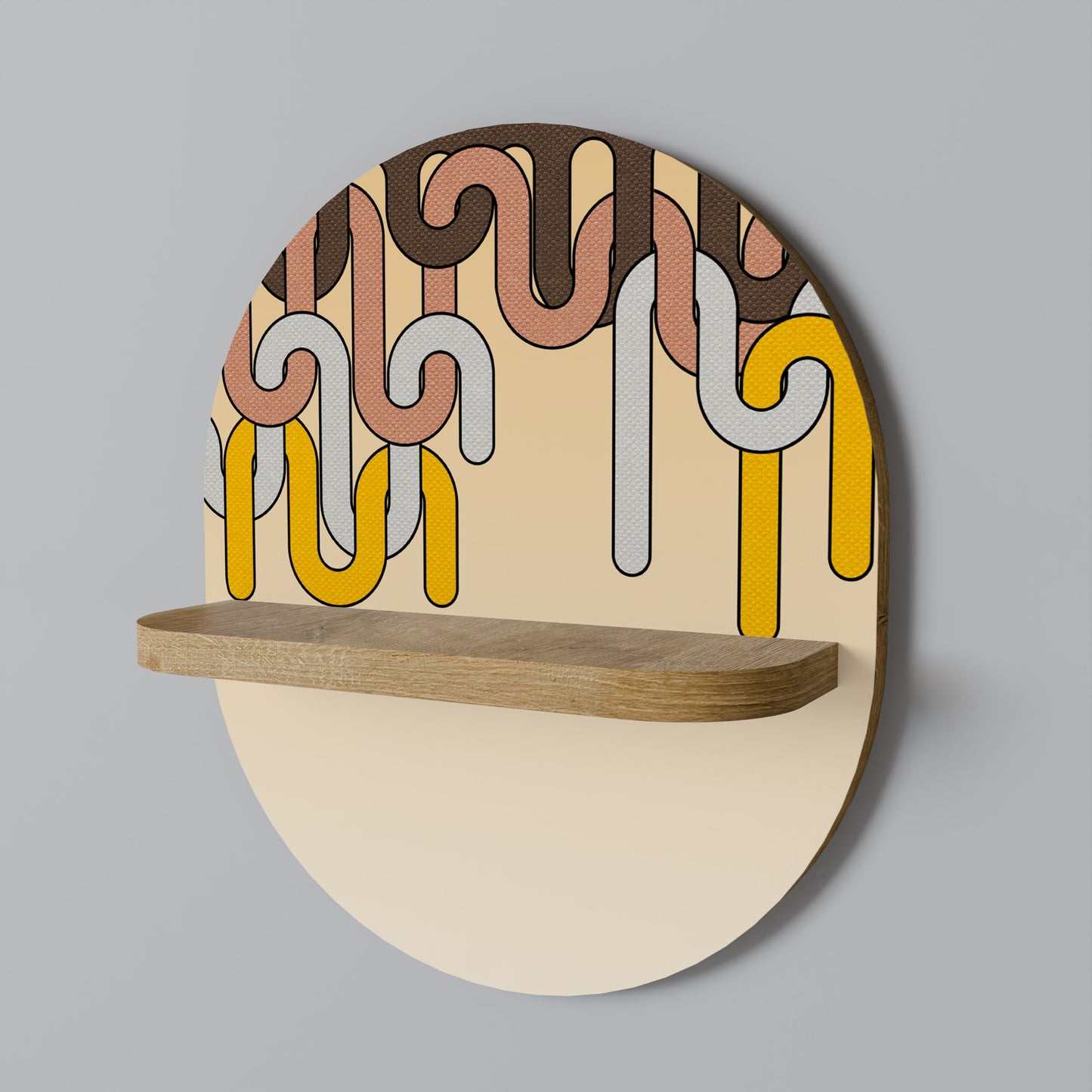 COLORFUL STRINGS Oval Art Shelf In Oak Effect