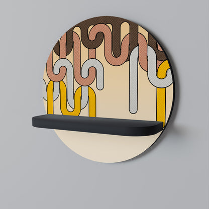 COLORFUL STRINGS Round Art Shelf In Black Finish