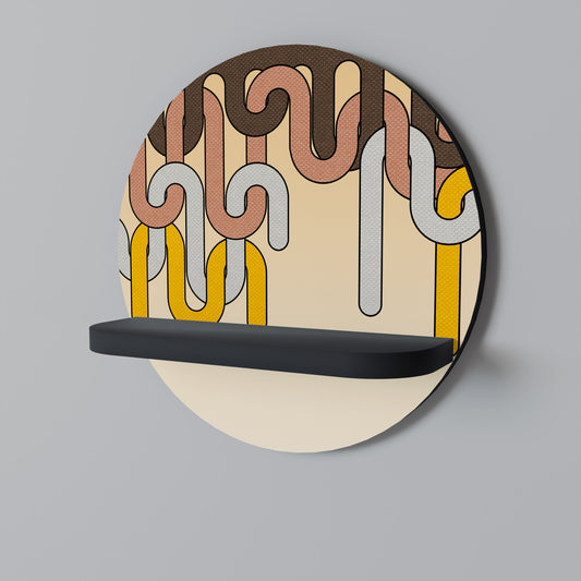 COLORFUL STRINGS Round Art Shelf In Black Finish