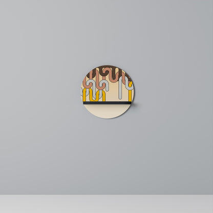 COLORFUL STRINGS Round Art Shelf In Black Finish