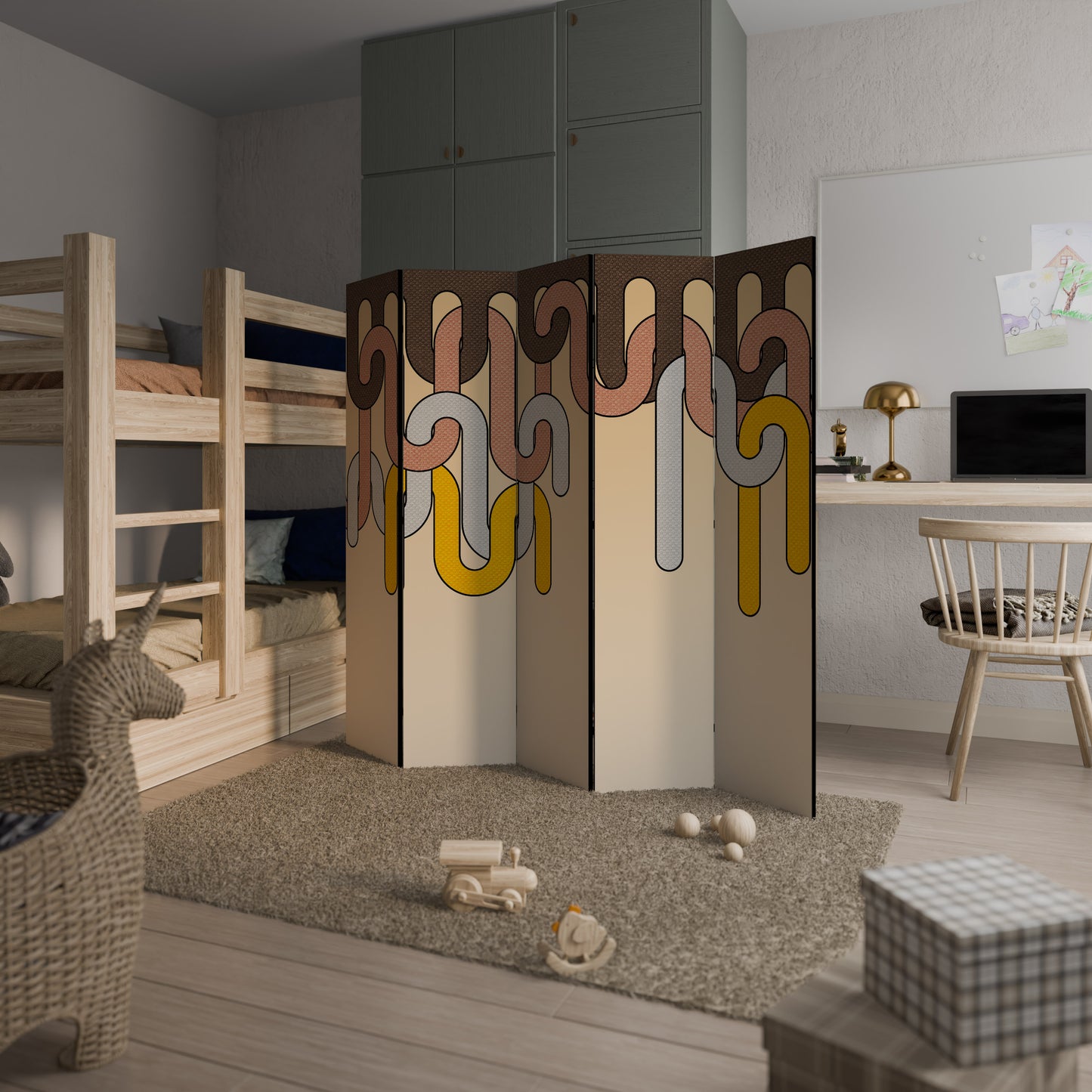 COLORFUL STRINGS Decorative 5-Panel Room Divider