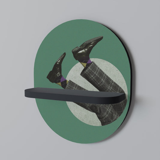 FALL OF MAN Oval Art Shelf In Black Finish