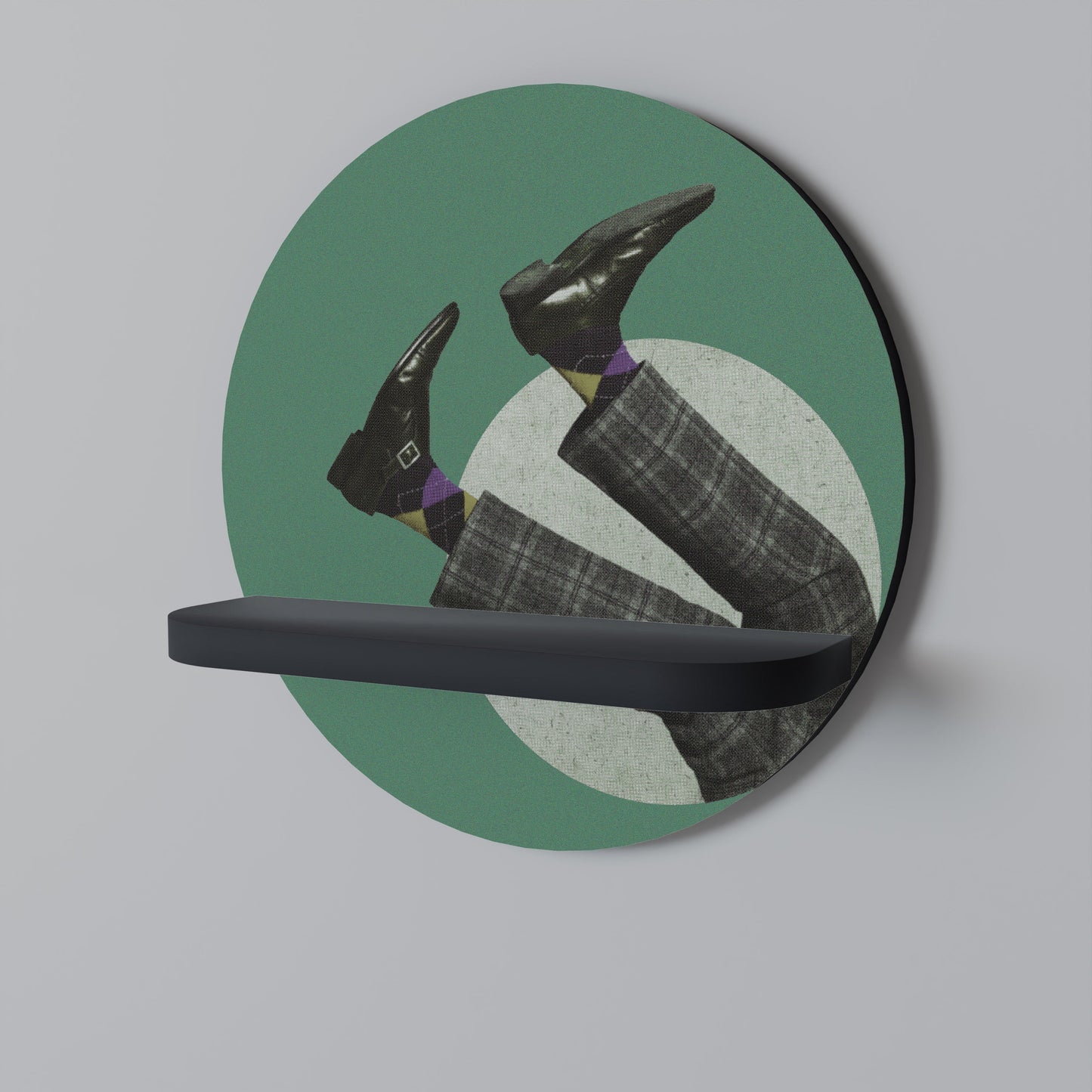 FALL OF MAN Round Art Shelf In Black Finish