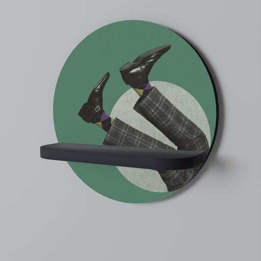 FALL OF MAN Round Art Shelf In Black Finish