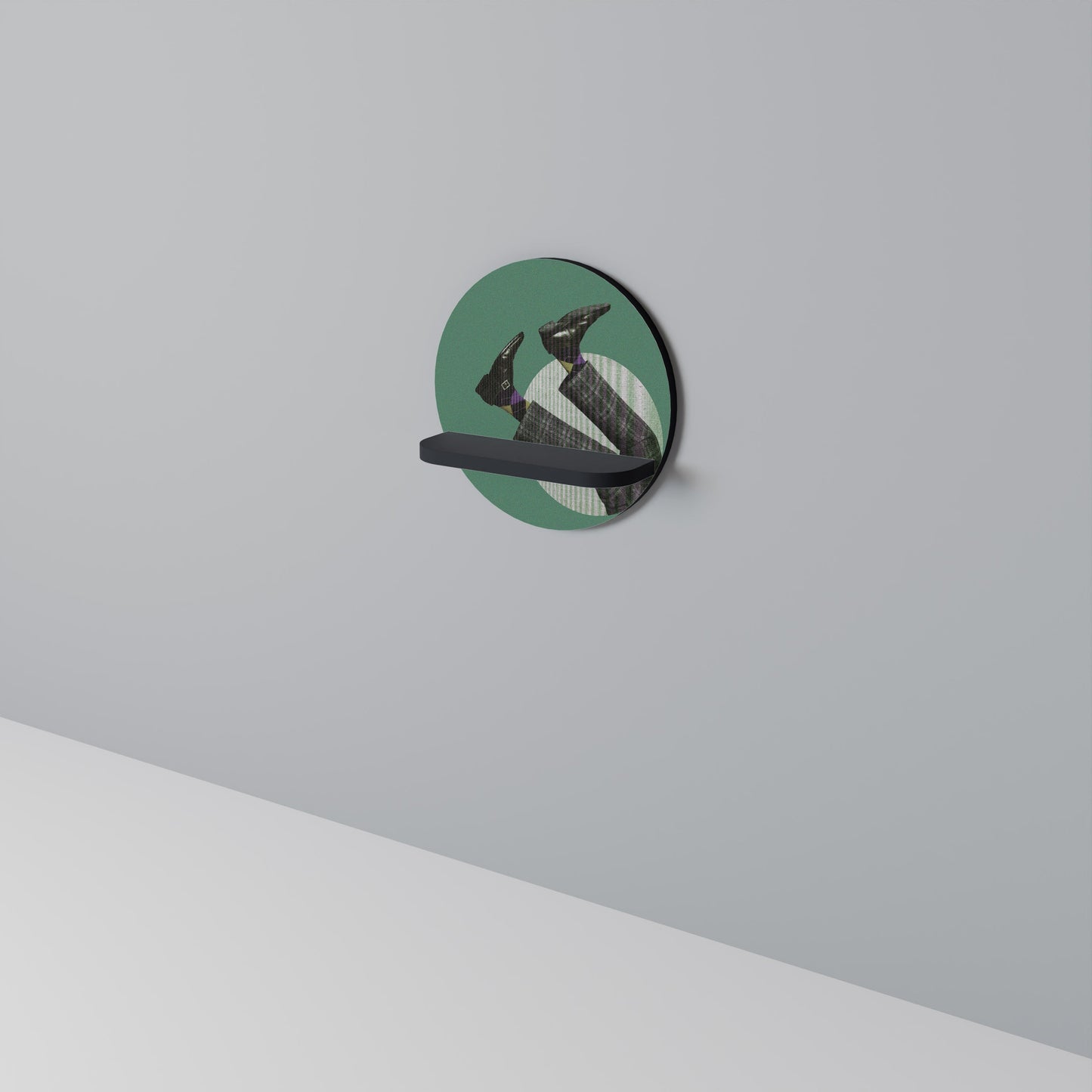 FALL OF MAN Round Art Shelf In Black Finish