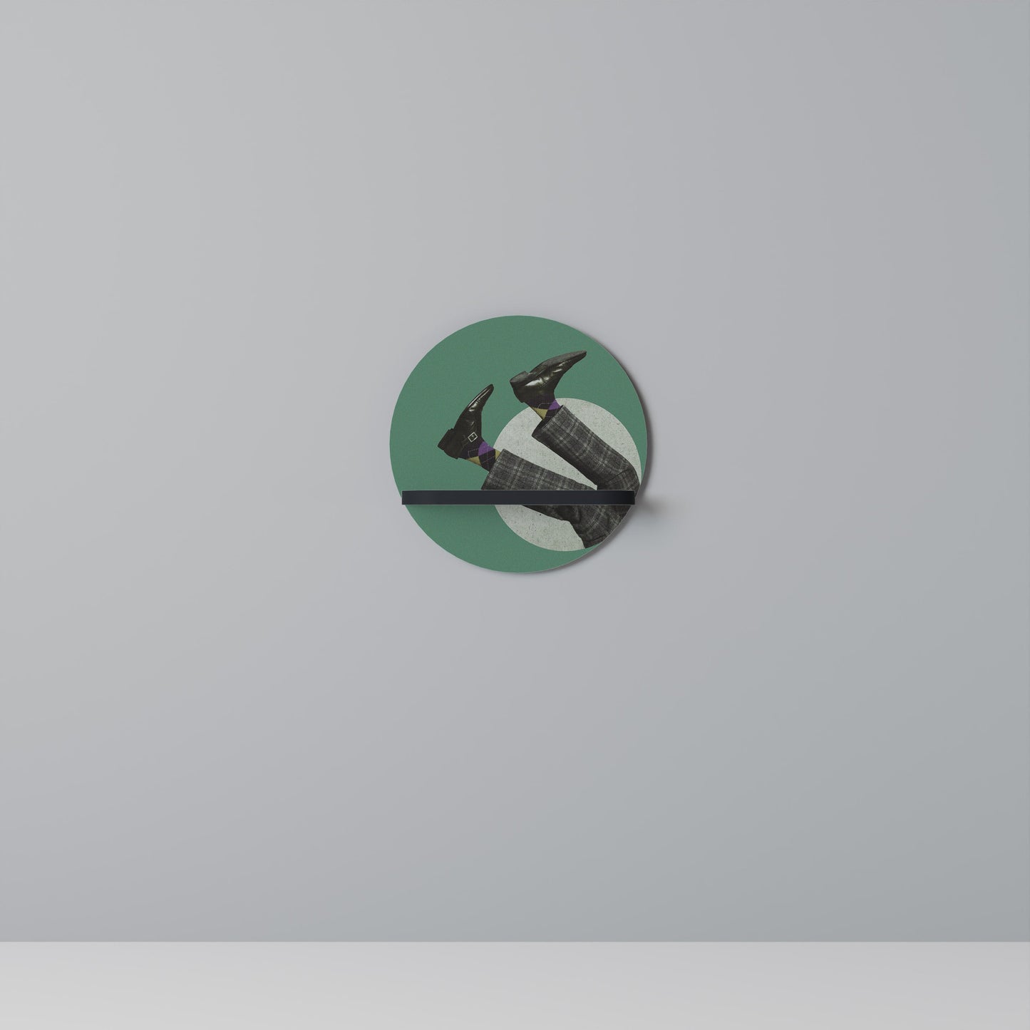 FALL OF MAN Round Art Shelf In Black Finish