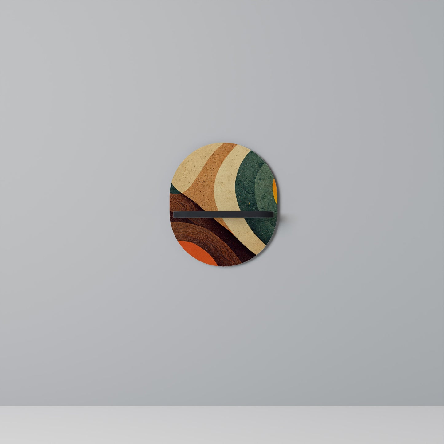 COLORFUL STRANDS Oval Art Shelf In Black Finish