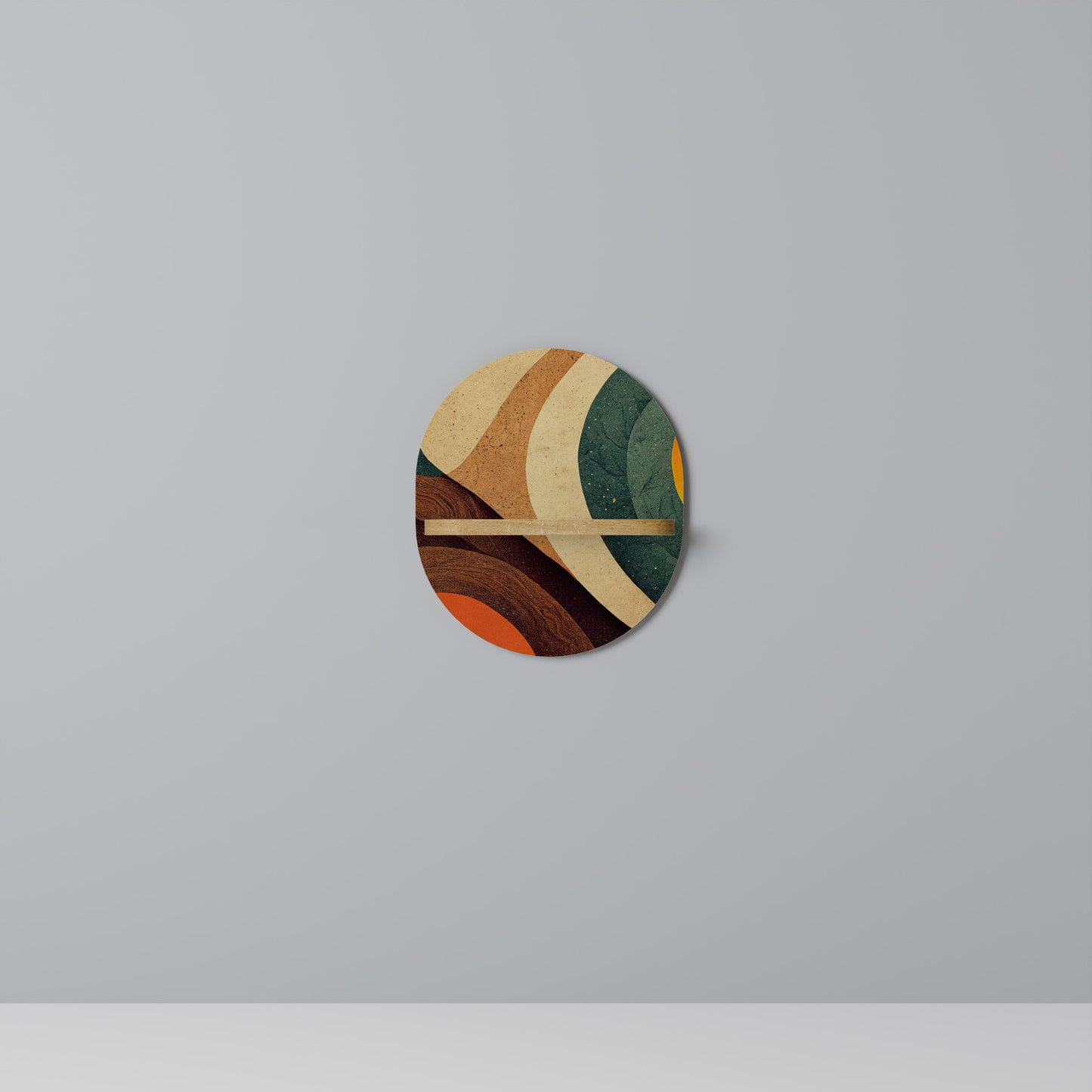 COLORFUL STRANDS Oval Art Shelf In Oak Effect