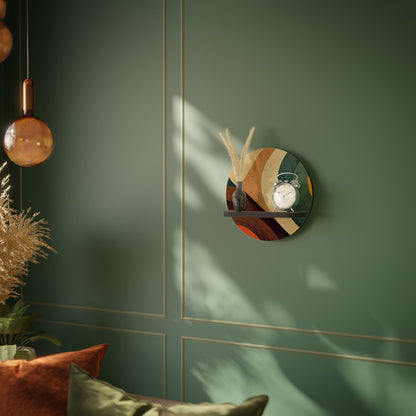 COLORFUL STRANDS Round Art Shelf In Black Finish