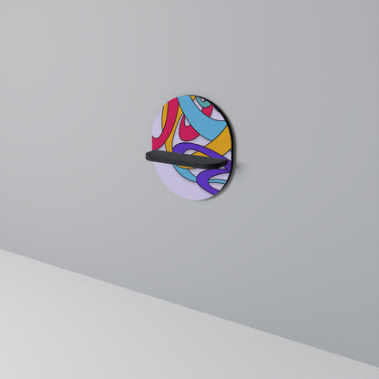 COLOR STREAM Oval Art Shelf In Black Finish