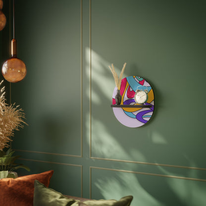 COLOR STREAM Oval Art Shelf In Black Finish