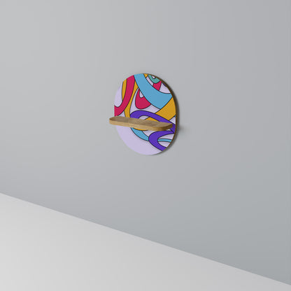 COLOR STREAM Oval Art Shelf In Oak Effect