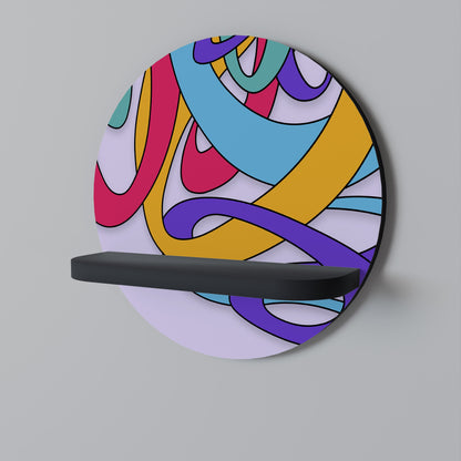 COLOR STREAM Round Art Shelf In Black Finish